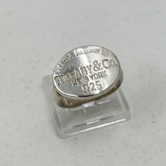 Like New, Authentic Tiffany & Co. Sterling Silver Signet Ring - Size 7.5 - Picture 1 of 7